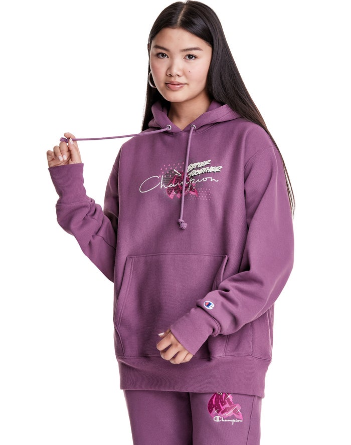 Champion Merlot Artist Series Reverse Weave Boyfriend Better Together Hoodie Dames - Paars - Belgie